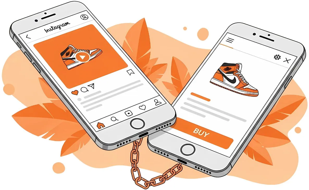 Linkify Social hero illustration: a social post linked to its product